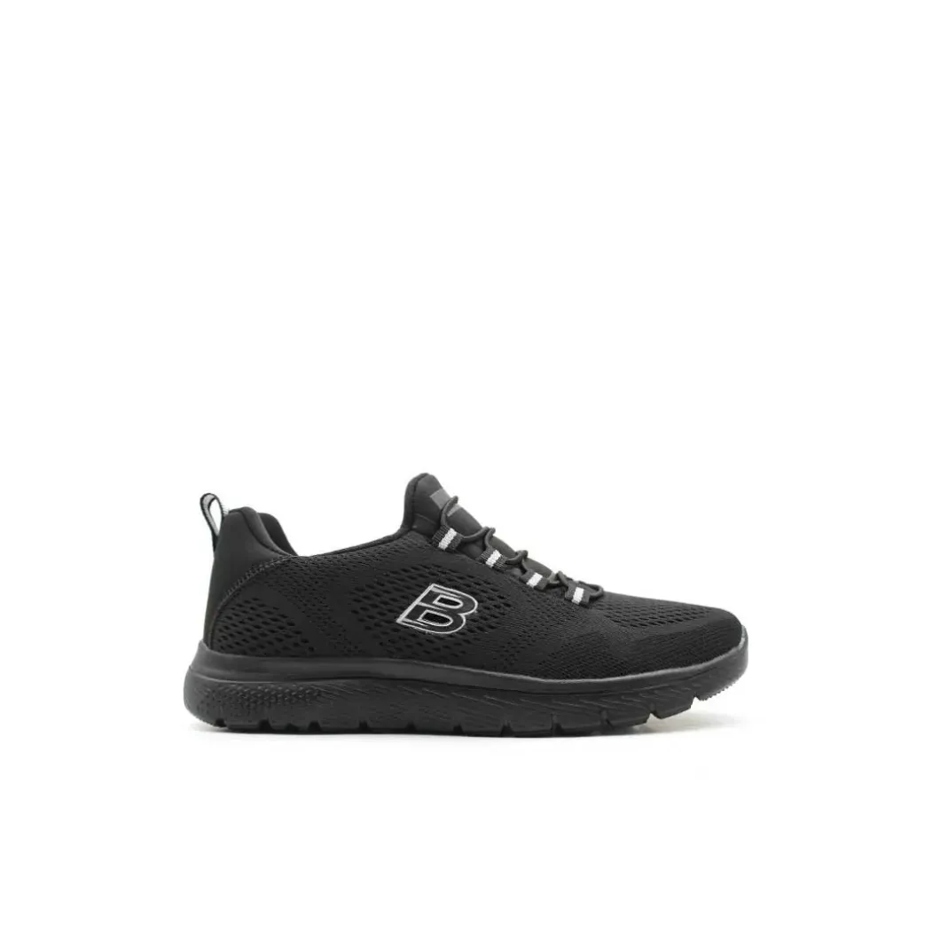 Zapatilla negra memory de cordón elástico