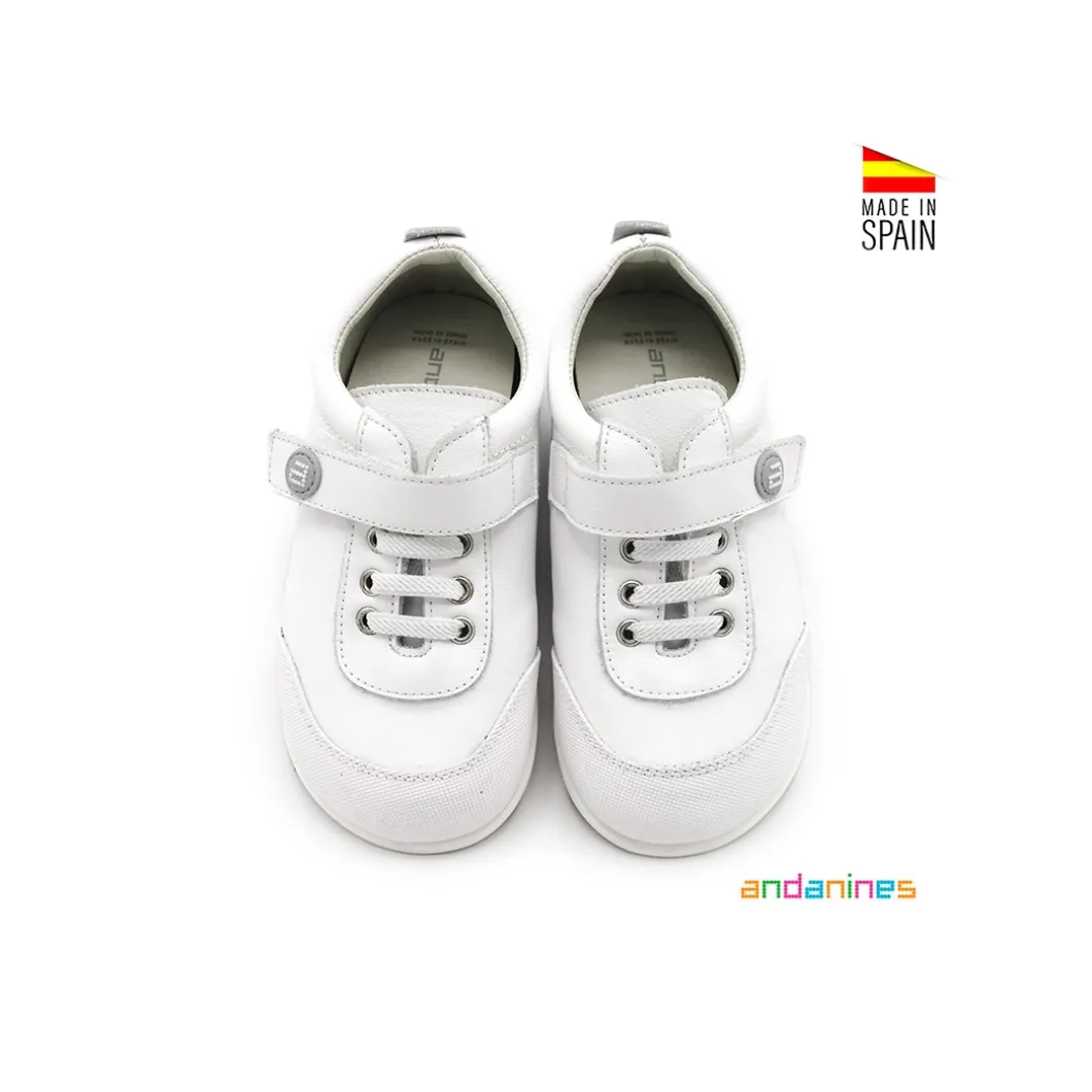 Zapatilla piel blanca respetuosa Andanines