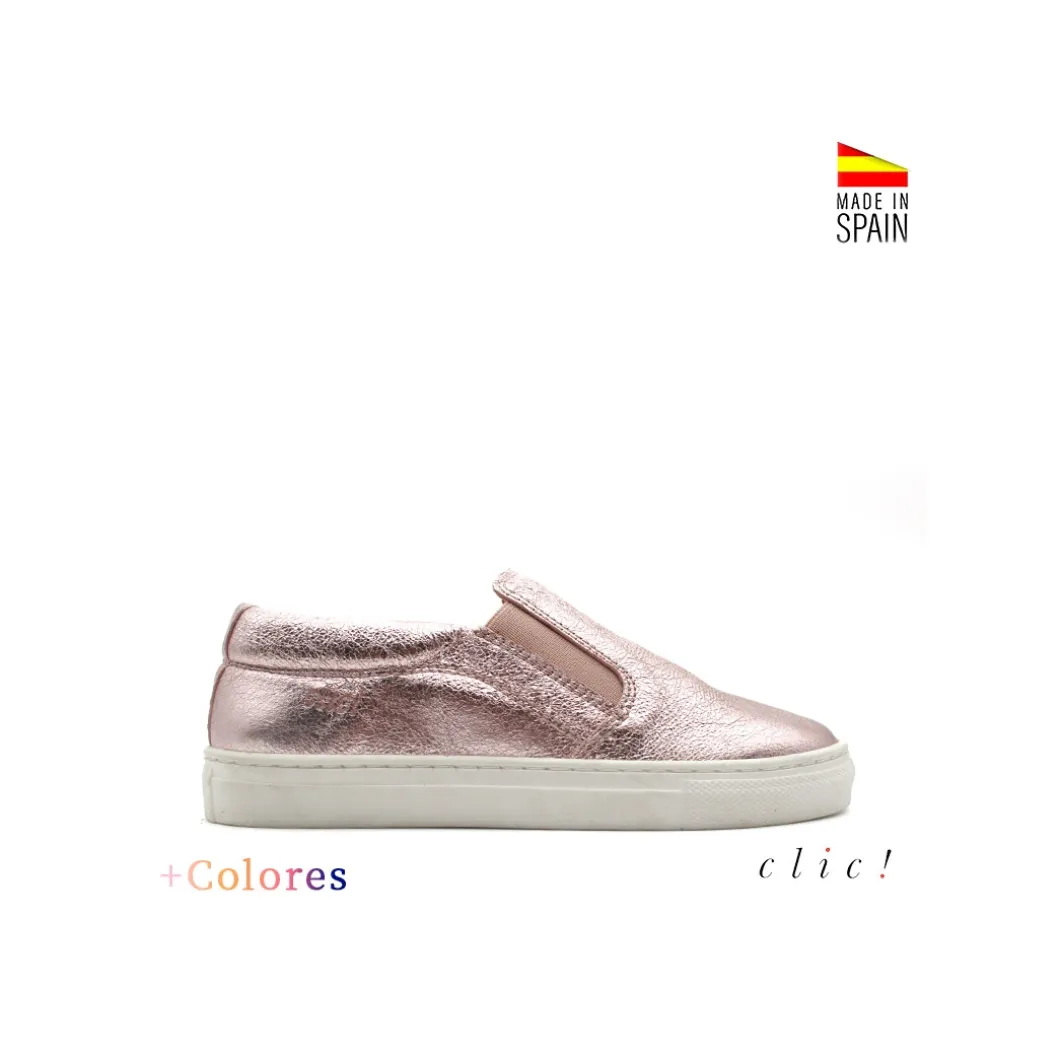 Zapatilla Slip-on elásticos piel Clic!