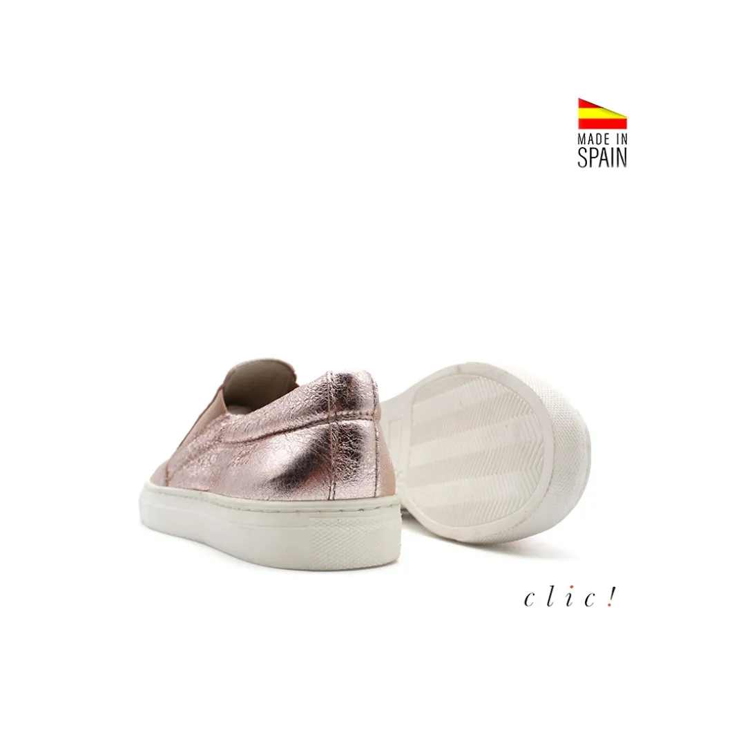 Zapatilla Slip-on elásticos piel Clic!
