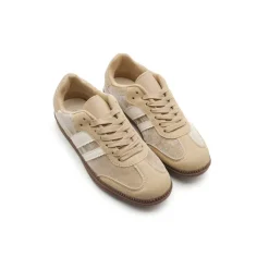Zapatilla terciopelo beige tipo bamba