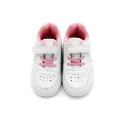 Zapatilla velcro blanco/rosa