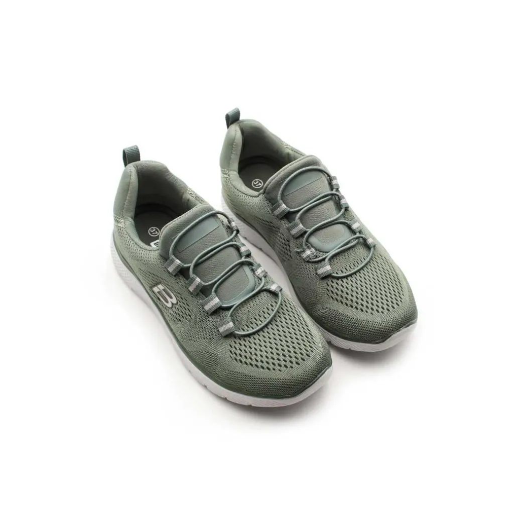 Zapatilla verde memory de cordón elástico