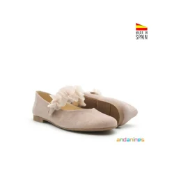 Zapato ante rosa empolvado con flores