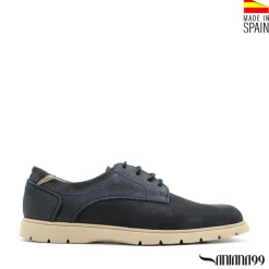 Zapato azul marino con cordones de piel nobuck