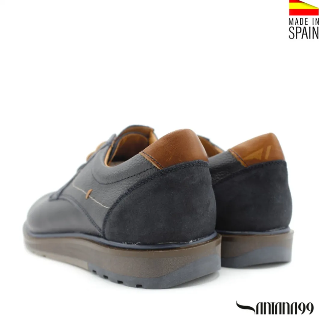 Zapato blucher de piel azul marino