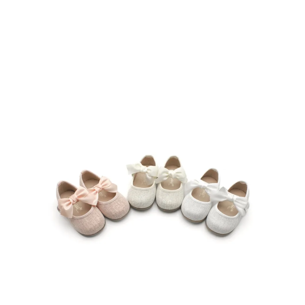 Zapato brillos lino rosa