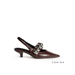 Zapato Corina burdeos tacón bajo