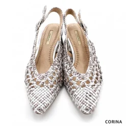 Zapato de tacón trenzado plata