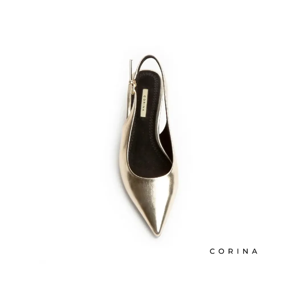 Zapato dorado tacón bajo