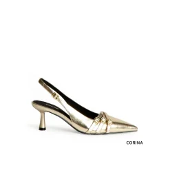 Zapato hebillas dorado con tacón