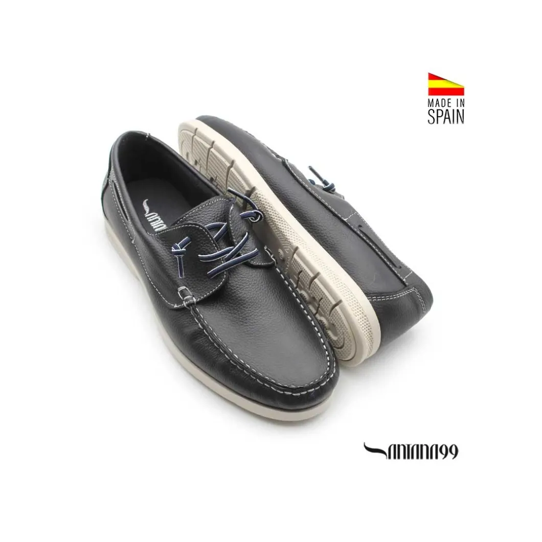 Zapato náutico piel azul marino
