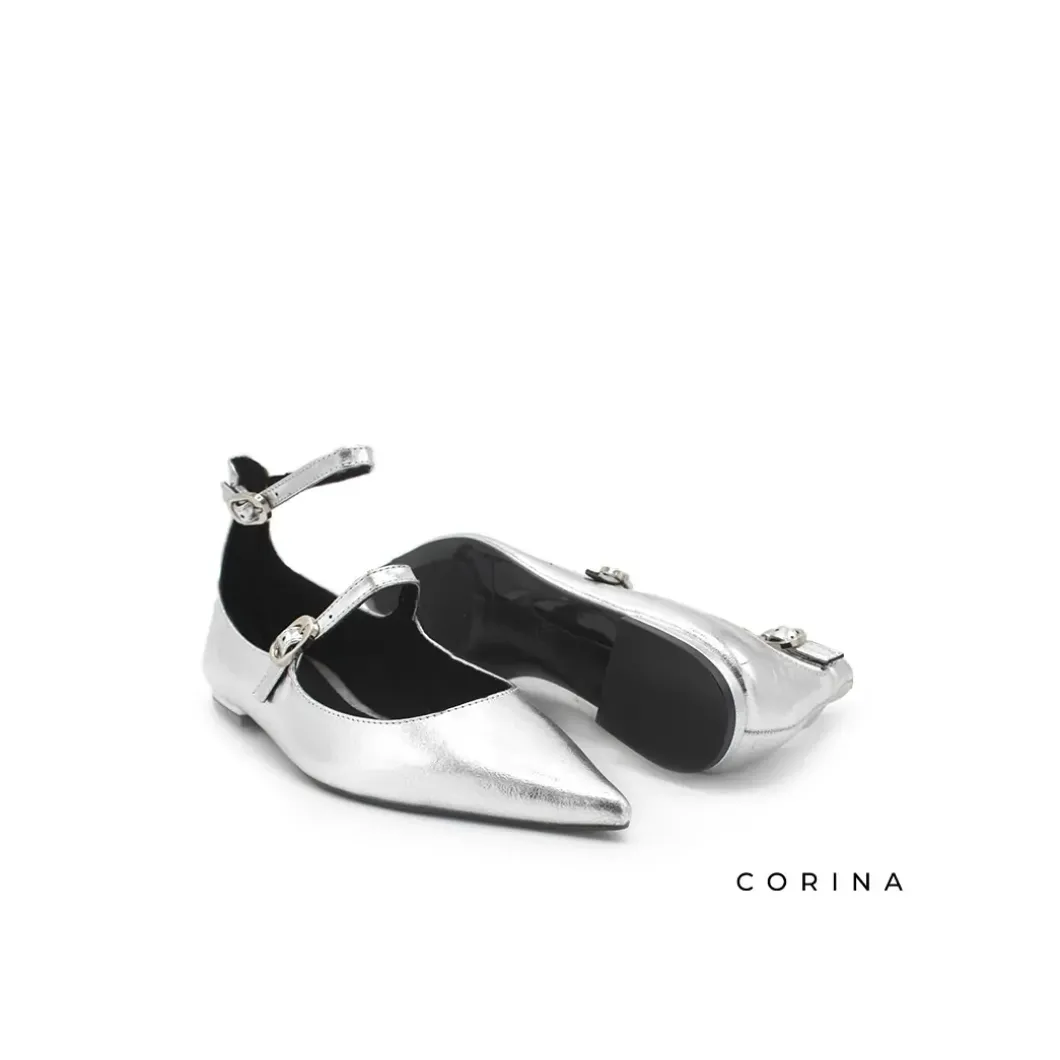 Zapato plano plata hebillas