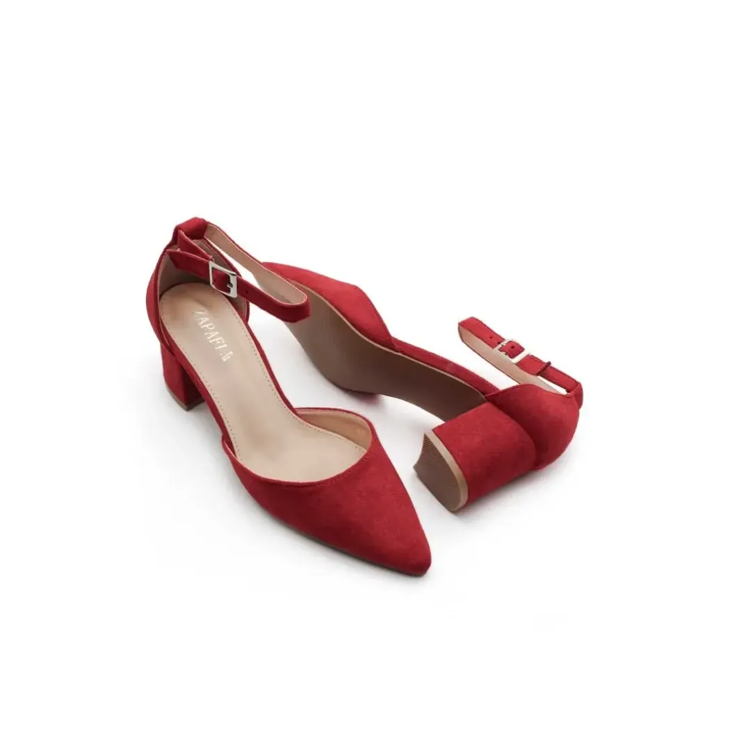 Zapato rojo cómodo tacon medio