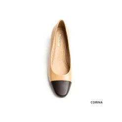 Zapato salón bicolor camel y negro