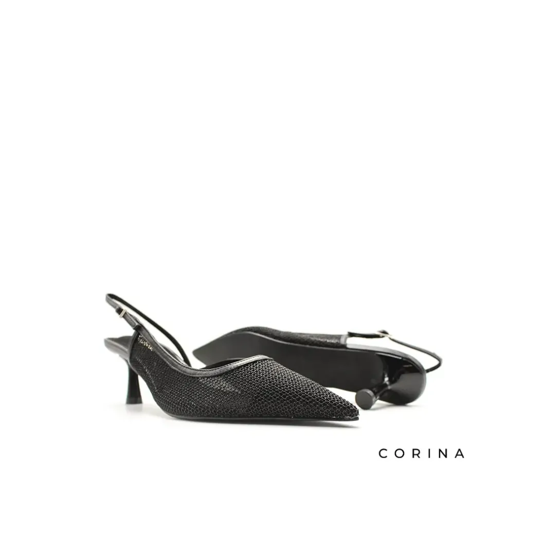 Zapato salón rejilla negro