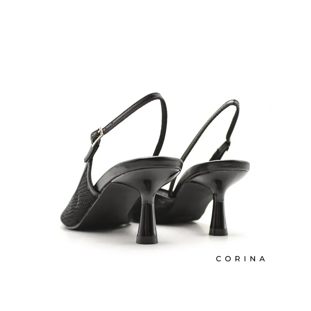 Zapato salón rejilla negro