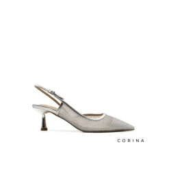 Zapato salón rejilla plata