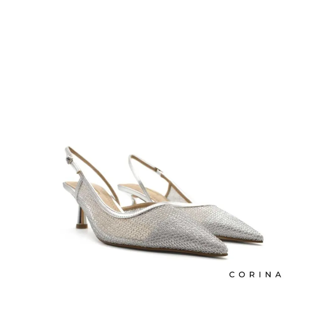 Zapato salón rejilla plata