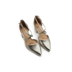Zapato tacón cruzado plomo