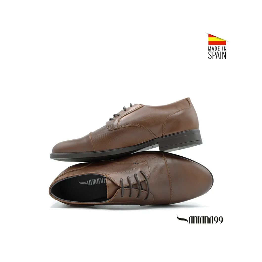 Zapato vestir derby de piel marrón