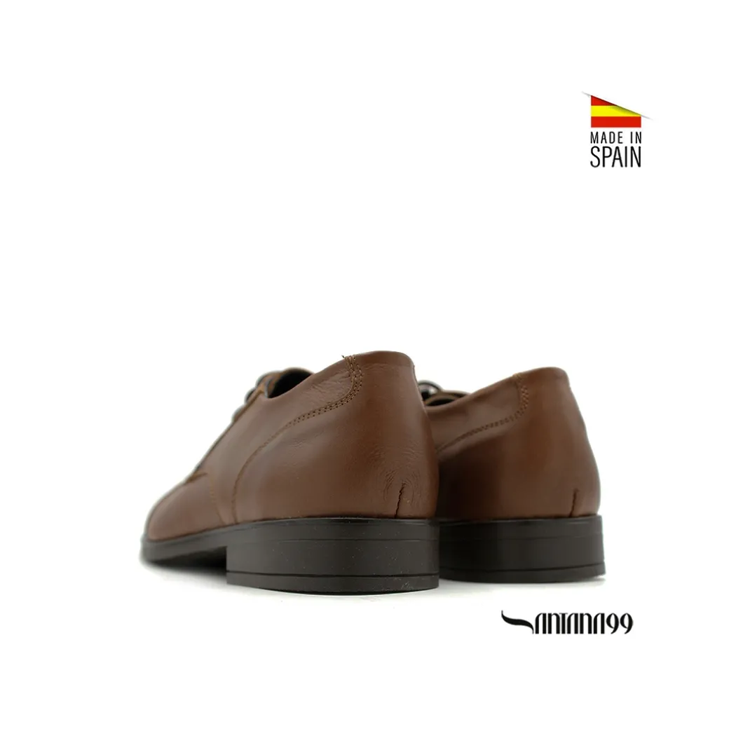 Zapato vestir derby de piel marrón