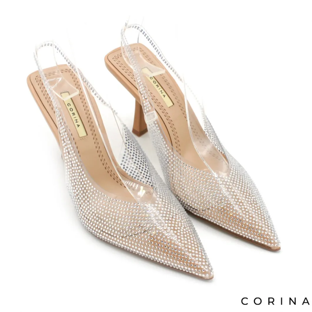 Zapatos de salón transparentes con strass