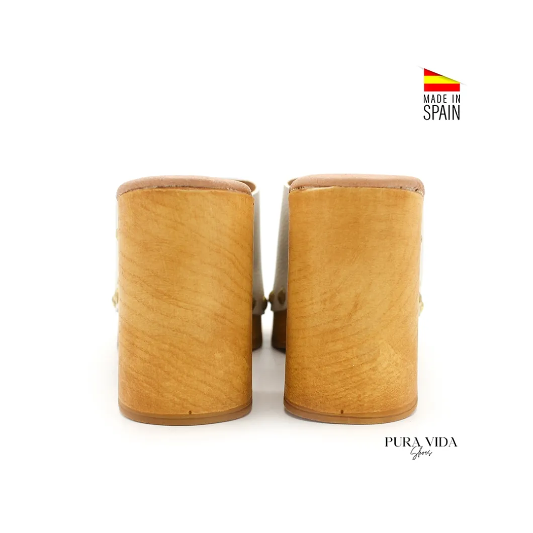 Zueco abierto beige serraje