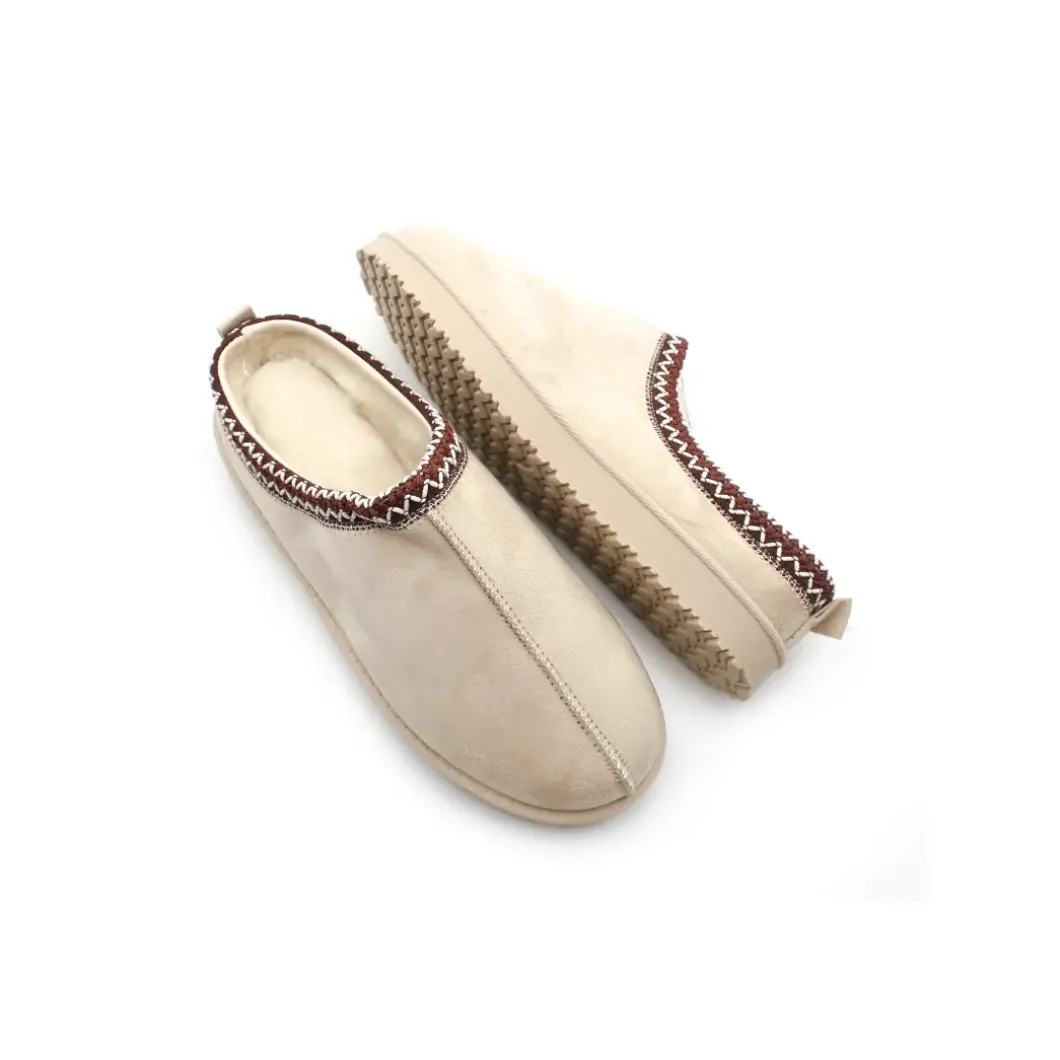 Zueco de pelo beige en tallas grandes